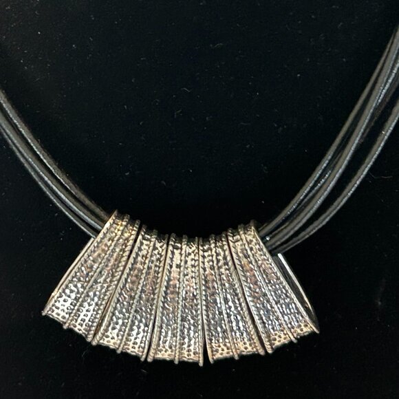 Silver Multi leather Necklace, with Silver - Picture 3 of 8